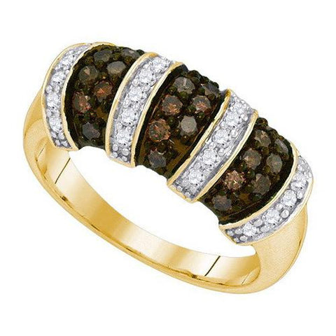 10K Yellow-gold 0.75CTW COGNAC DIAMOND FASHION RING