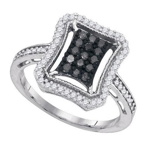 10K White-gold 0.50CTW BLACK DIAMOND FASHION RING