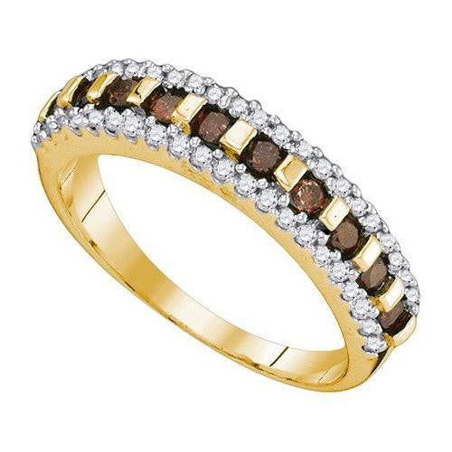 10K Yellow-gold 0.50CTW COGNAC DIAMOND FASHION RING