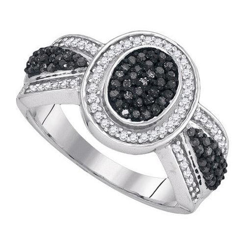 10K White-gold 0.50CTW BLACK DIAMOND FASHION RING