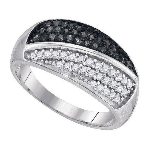 10K White-gold 0.50CTW BLACK DIAMOND FASHION BAND