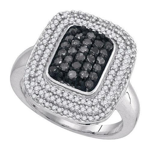 10K White-gold 0.75CTW BLACK DIAMOND FASHION RING