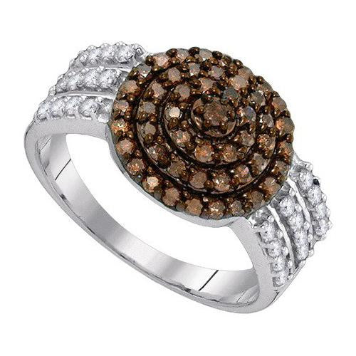 10KT White Gold 0.75CTW COGNAC DIAMOND FASHION RING