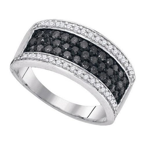 10K White-gold 1.00CTW BLACK DIAMOND FASHION BAND