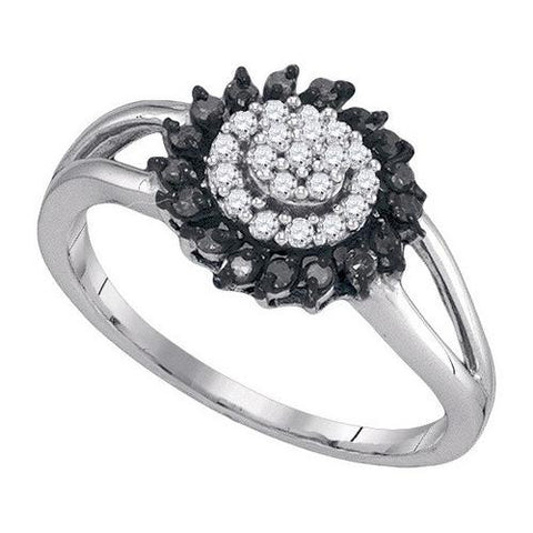 10K White-gold 0.25CTW BLACK DIAMOND FASHION RING