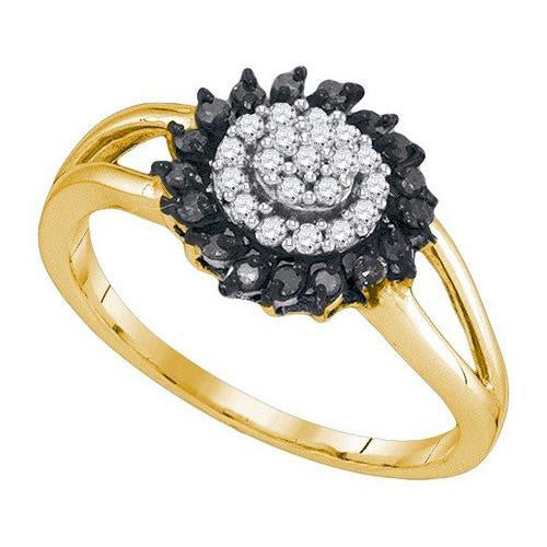 10K Yellow-gold 0.25CTW BLACK DIAMOND FASHION RING