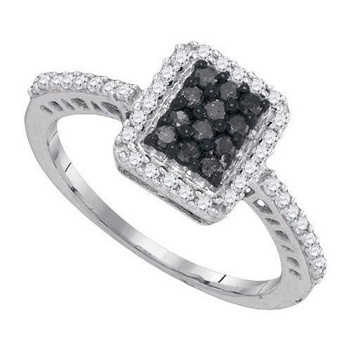 10K White-gold 0.45CTW BLACK DIAMOND FASHION RING