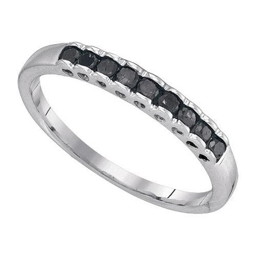 10K White-gold 0.25CTW BLACK DIAMOND FASHION RING