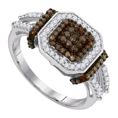 10KT White Gold 0.50CTW COGNAC DIAMOND FASHION RING