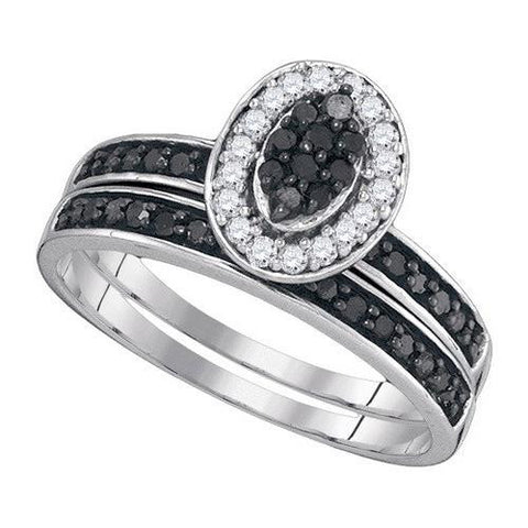 10K White-gold 0.50CTW BLACK DIAMOND FASHION RING