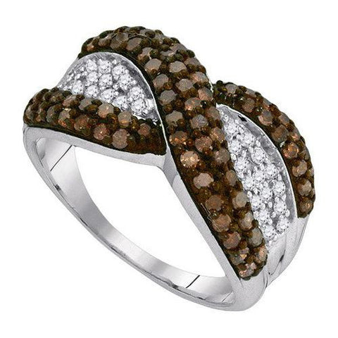 10KT White Gold 1.00CTW COGNAC DIAMOND FASHION BAND