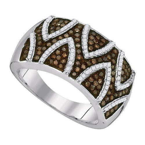 10KT White Gold 0.65CTW COGNAC DIAMOND FASHION RING