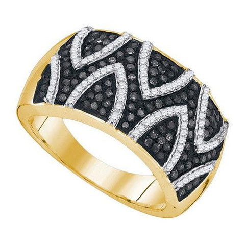 10K Yellow-gold 0.65CTW BLACK DIAMOND FASHION RING