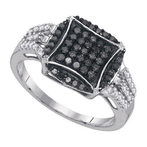 10K White-gold 0.45CTW BLACK DIAMOND FASHION RING