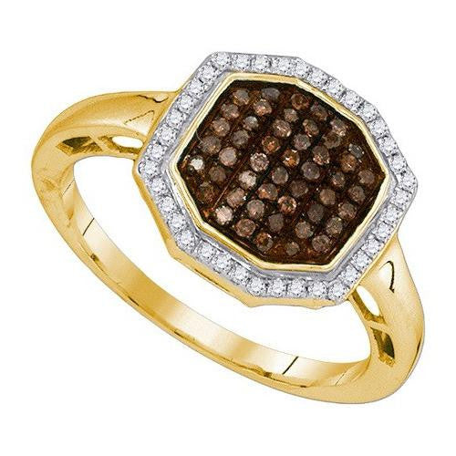 10K Yellow-gold 0.33CTW COGNAC DIAMOND FASHION RING