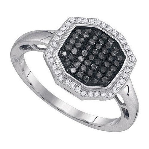 10K White-gold 0.33CTW BLACK DIAMOND FASHION RING