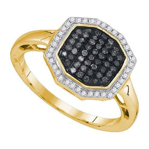 10K Yellow-gold 0.33CTW BLACK DIAMOND FASHION RING