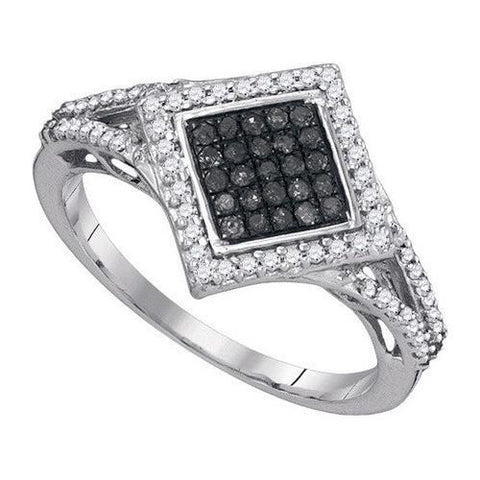 10K White-gold 0.33CTW BLACK DIAMOND FASHION RING