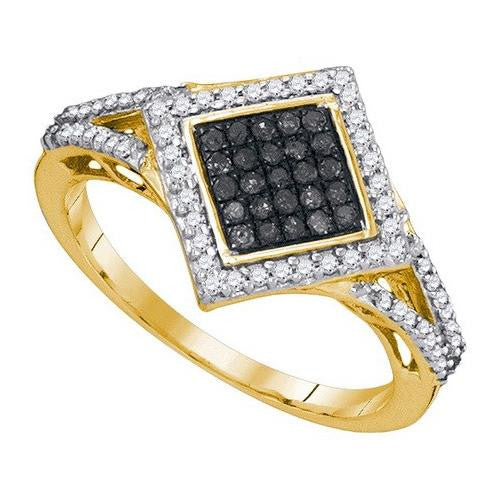 10K Yellow-gold 0.33CTW BLACK DIAMOND FASHION RING