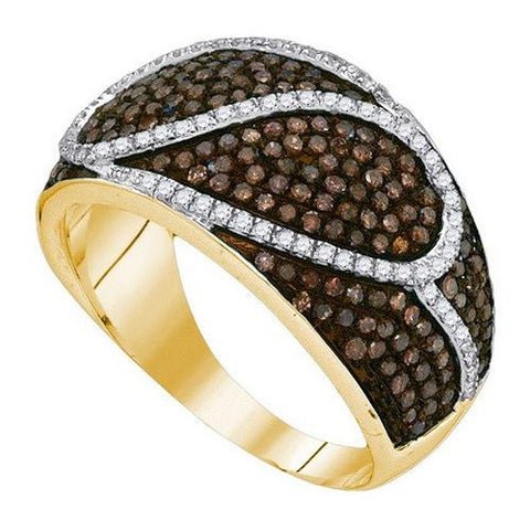 10K Yellow-gold 1.10CTW COGNAC DIAMOND FASHION RING