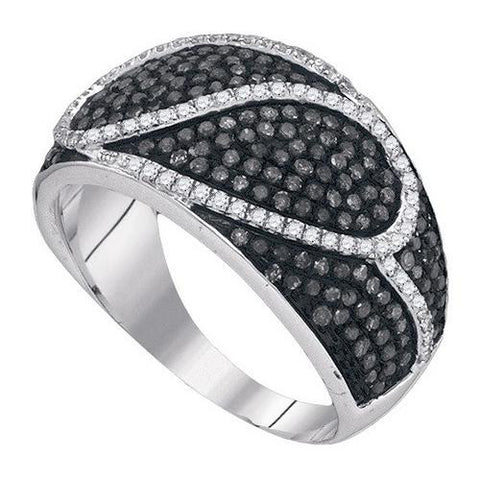 10K White-gold 1.10CTW BLACK DIAMOND FASHION RING