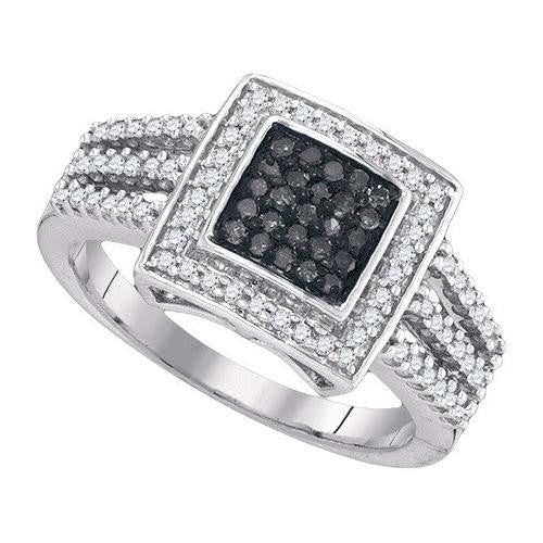 10K White-gold 0.50CTW BLACK DIAMOND FASHION RING