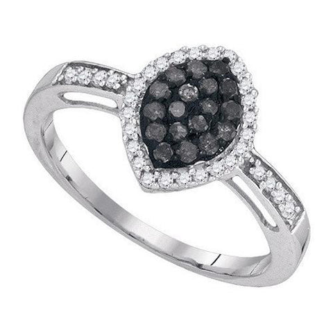 10K White-gold 0.33CTW BLACK DIAMOND FASHION RING