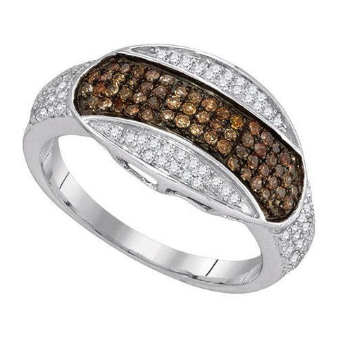 10KT White Gold 0.45CTW COGNAC DIAMOND FASHION RING