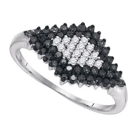 10K White-gold 0.50CTW BLACK DIAMOND FASHION RING