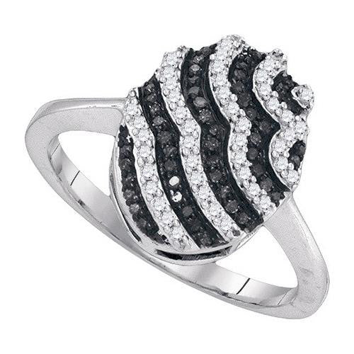 10K White-gold 0.33CTW BLACK DIAMOND FASHION RING