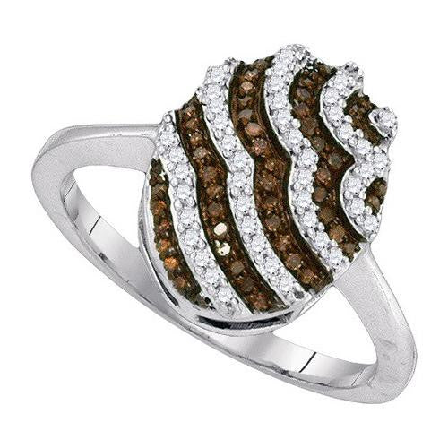 10KT White Gold 0.33CTW COGNAC DIAMOND FASHION RING