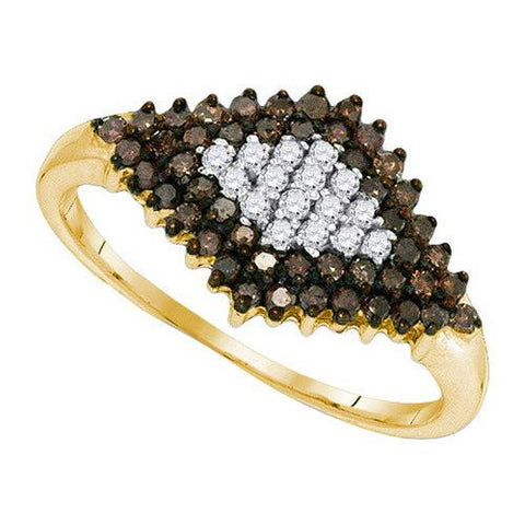 10K Yellow-gold 0.50CTW COGNAC DIAMOND FASHION RING