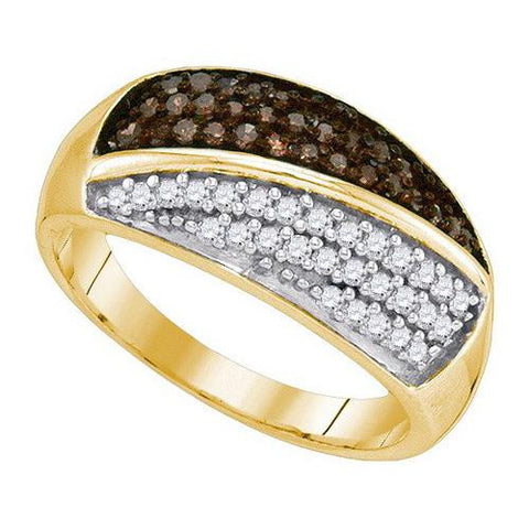 10K Yellow-gold 0.50CTW COGNAC DIAMOND FASHION BAND