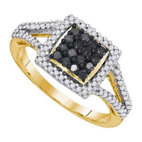 10K Yellow-gold 0.50CTW BLACK DIAMOND FASHION RING