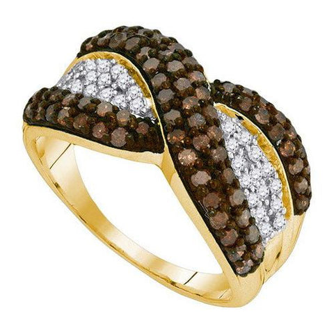 10K Yellow-gold 1.00CTW COGNAC DIAMOND FASHION BAND