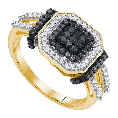 10K Yellow-gold 0.50CTW BLACK DIAMOND FASHION RING