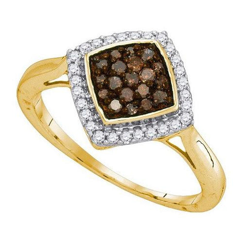 10K Yellow-gold 0.33CTW COGNAC DIAMOND FASHION RING