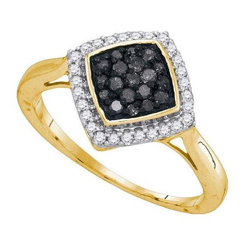 10K Yellow-gold 0.33CTW BLACK DIAMOND FASHION RING