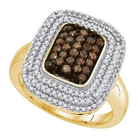 10K Yellow-gold 0.75CTW COGNAC DIAMOND FASHION RING