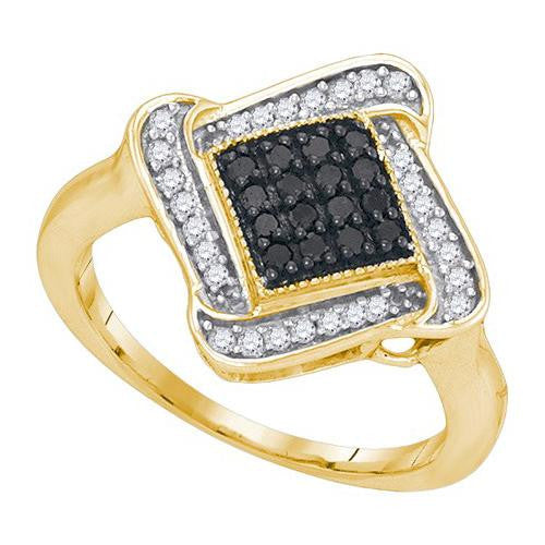 10K Yellow-gold 0.33CTW BLACK DIAMOND FASHION RING