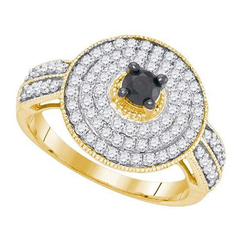 10K Yellow-gold 1.00CTW BLACK DIAMOND FASHION RING