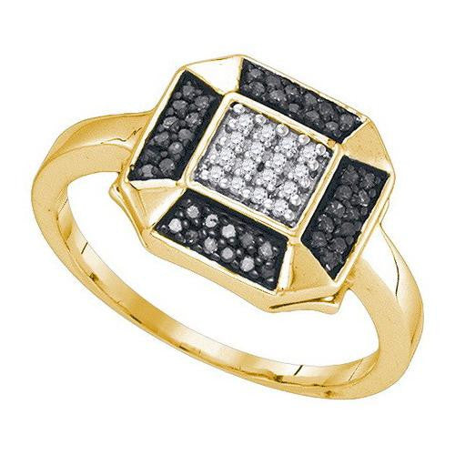 10K Yellow-gold 0.20CTW BLACK DIAMOND FASHION RING