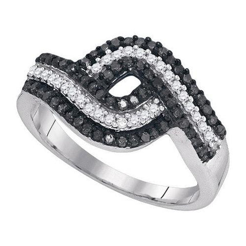 10K White-gold 0.50CTW BLACK DIAMOND FASHION RING