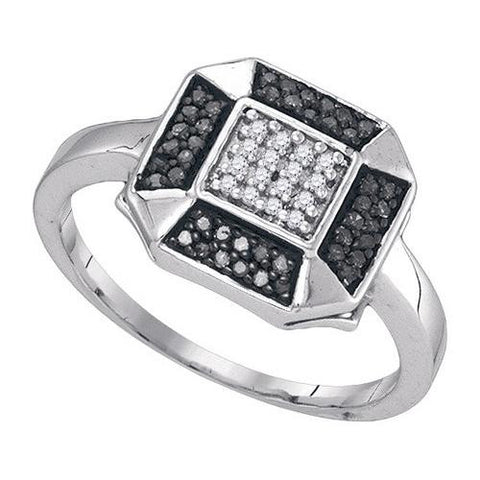 925 Sterling Silver White 0.20CTW DIAMOND FASHION RING