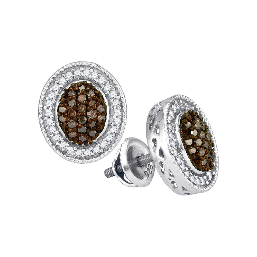 1-2CTW-Diamond MICRO-PAVE BROWN EARRING