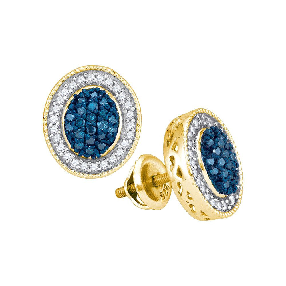 1-2CTW-Diamond MICRO-PAVE BLUE EARRING