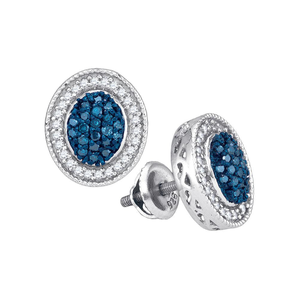 1-2CTW-Diamond MICRO-PAVE BLUE EARRING