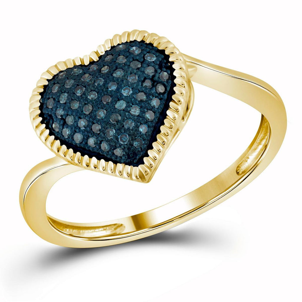 1-6CTW-Diamond HEART BLUE RING