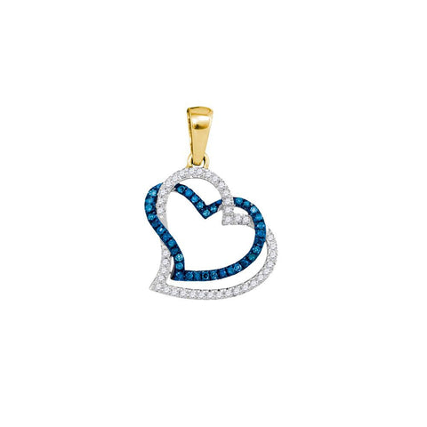 1-5CTW-Diamond MICRO-PAVE BLUE HEART PENDANT