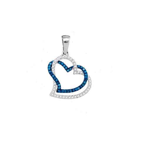 1-5CTW-Diamond MICRO-PAVE BLUE PENDANT